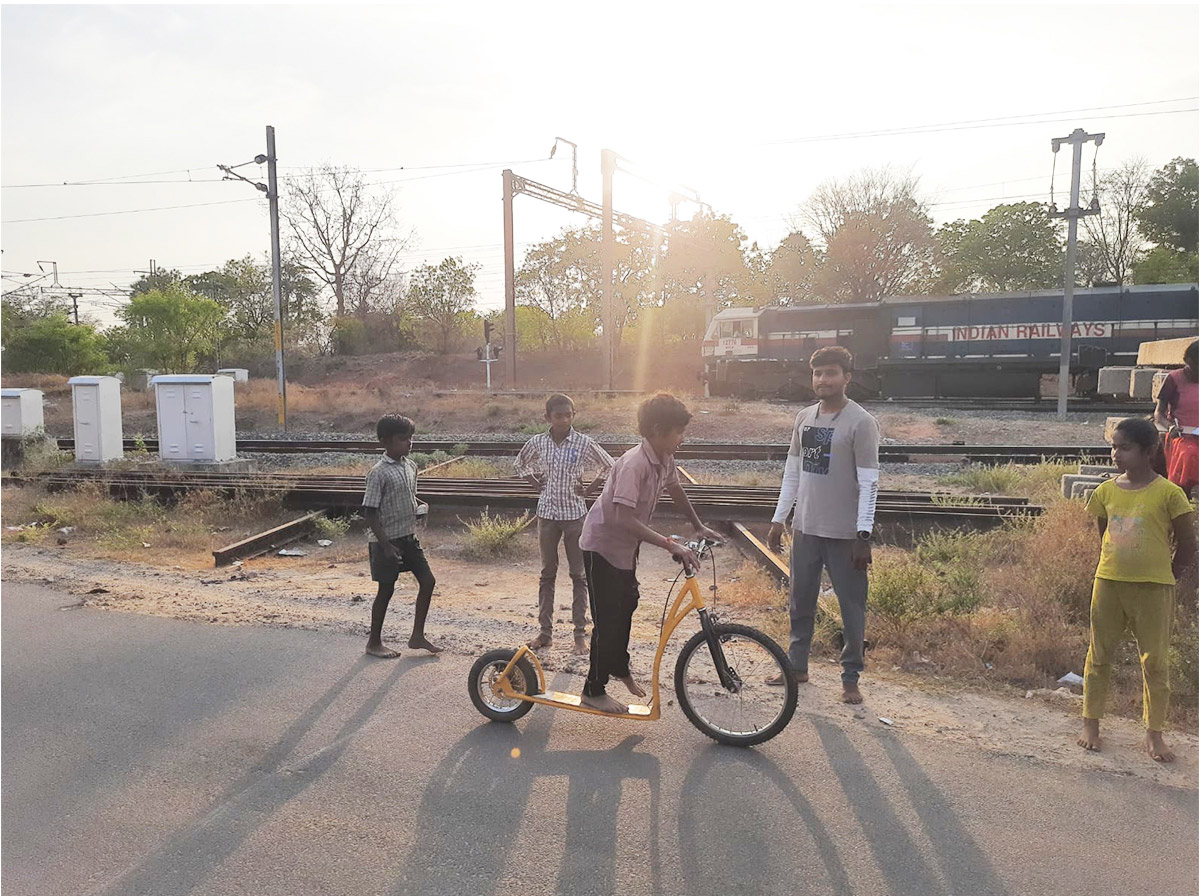 One Kick Challenge — students testing a co-engineered kick scooter